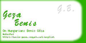 geza benis business card