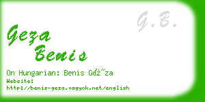 geza benis business card